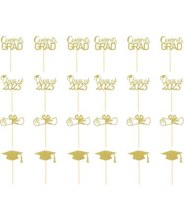 JINGLING Graduation Cake Lids Cupcake Toppers with Graduation Pack of 24 - Glitter Class of 2023 Graduation Cupcake Toppers Diploma Grade Caps Cake Toppers Picks for Graduation Gold - Buy Online on SooperMarket.com