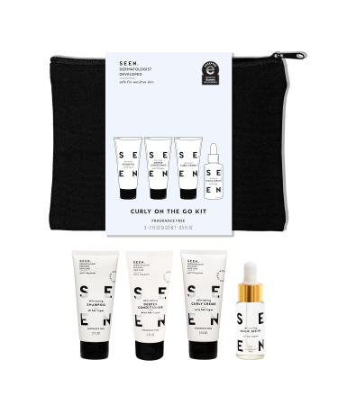 SEEN Curly On The Go Kit Fragrance Free - Non-Comedogenic & Safe for Sensitive Skin - Sulfate-Free Curl-Defining Styling Hair Bundle - Anti Frizz - Heat Protectant Fragrance Free 5.00 Fl Oz (Pack of 1)