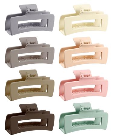 8pcs Hair Clips Set, Non-slip Hair Claw Clips 4,1 in. Acrylic Banana Rectangle Claw Clips Matte Hair Clips Hair Clamps Hair Styling Accessories for Women Girls Thin to Thick Hair, Classic Series 4.1 Inch (Pack of 8) Classi…