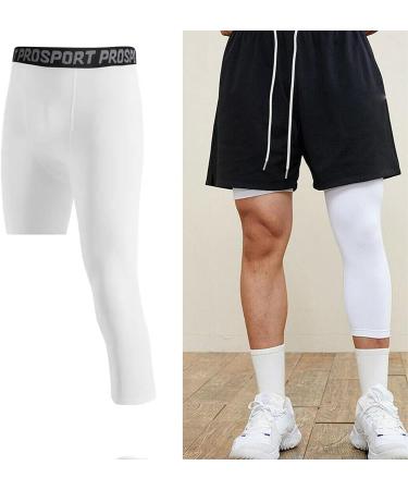 Blaward Men's Compression Legging 3/4 Tights for Basketball Running Gym - White XS - Buy Online on SooperMarket.com