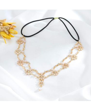 Yalice Indian Flower Head Chain Jewelry - Gold Crystal Headband for Women and Girls - Buy Online on SooperMarket.com
