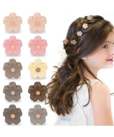 ATODEN Small Hair Clips for Girls 10Pcs Hair Claw Clips Mini Flower Hair Clip 0.7'' Tiny Claw Clips for Thin Hair Baby Hair Clips Cute Hair Clips Mini Hair Clips Toddler Hair Clips Kawaii Daisy Hair Clips Matte Little Ja...