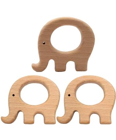 10pcs Natural Wooden Elephant Pendant Pure Natural Beech Wood Animal Shape for Handmade Necklace/Bracelet (Fat Elephant 10pcs)