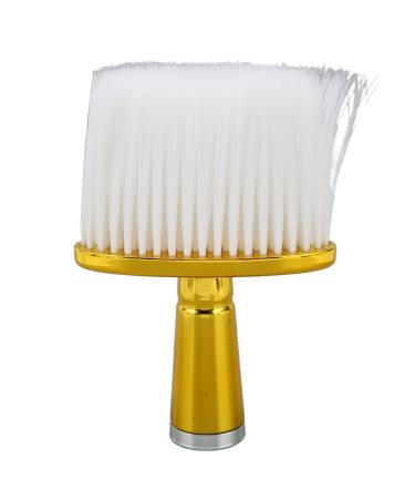 Neck Face Duster Brush Yellow Neck Duster with Electroplated Handle for Hair Cutting Skin Friendly Soft Bristles Brush for Removing Loose Hair Barber Cleaning Brush for Salon Home