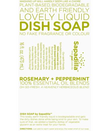 Sapadilla Rosemary + Peppermint Variety Pack - 16 oz Hand Soap, Dish Soap, Countertop Cleanser - Buy Online on SooperMarket.com