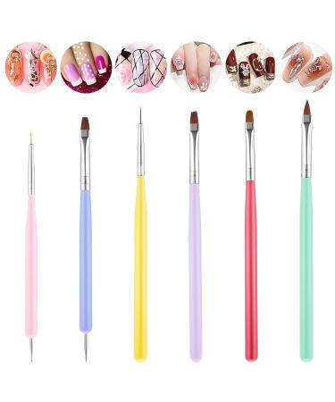 WLLHYF 6Pcs Nail Art Brushes Set - Design Tools for Gel Nail Polish, Carved Brush, Liner Brush, Dotting Pen - Ideal for Home Salon DIY Manicure - Buy Online on SooperMarket.com