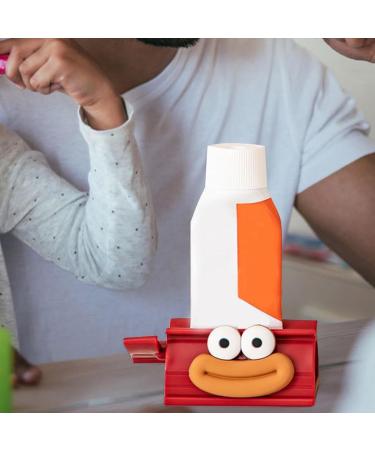 Rolling Toothpaste Squeezer - Cute Smiling Face Tube Squeezer Tool Manual Toothpaste Dispenser Toothpaste Holder Squeezer for Bathroom Restroom Red - Buy Online on SooperMarket.com