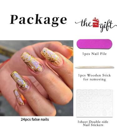Golden Press On Nails Square Medium Coffin with Bright Sun Design - Matte Full Cover Stick On Nails for Women and Girls | RUNRAYAY - Buy Online on SooperMarket.com