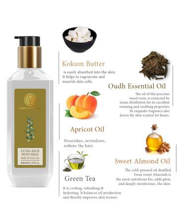 Buy Forest Essentials Oudh and Green Tea Ultra Rich Body Lotion - 200ml | Luxury Body Care | International Shipping Available - Buy Online on SooperMarket.com