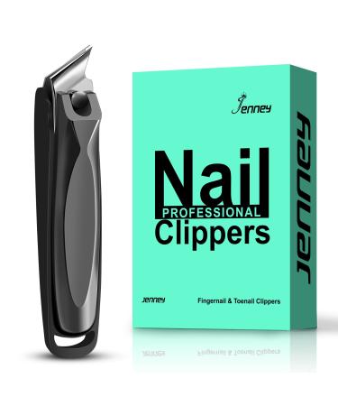 Jenney Slanted Edge Nail Clippers with Catcher  Diagonal Nail Clippers Sharp Stainless Steel Fingernail and Toenail Cutters  Professional No Splash Nail Trimmer Clippers with File for Women and Men