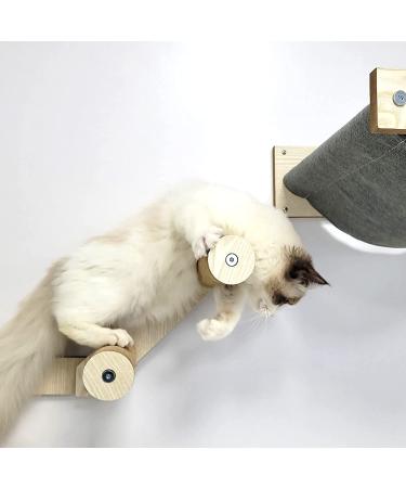 HeyKitten Stud Mounted Cat Hammock & Climbing Stairs Combo - Lounging, Napping, Playing & Jumping Solution - Buy Online on SooperMarket.com