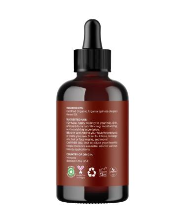 Certified Organic Argan Oil of Morocco for Hair, Skin, and Nails - Cold Pressed, Unrefined - Face, Body, and Hair Care - Buy Online on SooperMarket.com