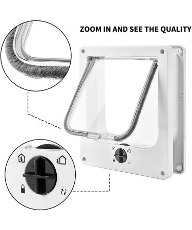 Large White 4-Way Locking Cat Door - Secure Entry for Your Pet - Buy Online on SooperMarket.com