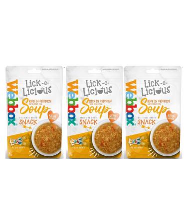 Webbox Lick-e-Licious Chicken & Veg Cat Soup Treat - Pack of 3 (12x20g Sachets) + Howsehold Bag 3 x Chicken