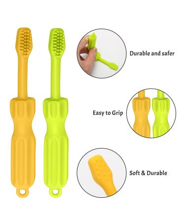 CLdy Baby Biting Toys - BPA-Free Silicone Teething Rings & Toothbrushes for Babies 3+ Months - Stimulate & Massage Gums (Yellow-Green 2 Pieces) - Buy Online on SooperMarket.com