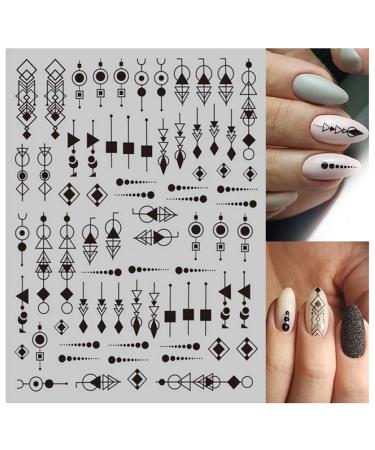 Geometric Heart & English Letter Nail Art Stickers - 6 Sheets - Buy Online on SooperMarket.com