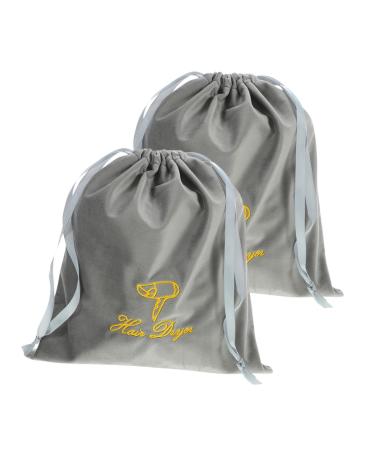 PLAFOPE 2pcs Hair Dryer Storage Bag Hair Dryers Drawstring Storage Bags Travel Classic Carry Bag 25.00X22.00X0.50CM Grey