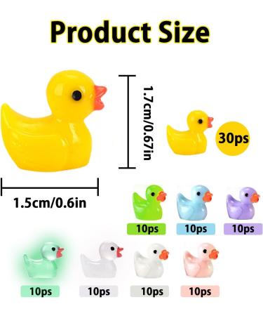 100Pcs Mini Resin Luminous Ducks - Glow in The Dark Rubber Ducks for DIY Crafts & Fairy Garden - 8 Color Assortment - Buy Online on SooperMarket.com