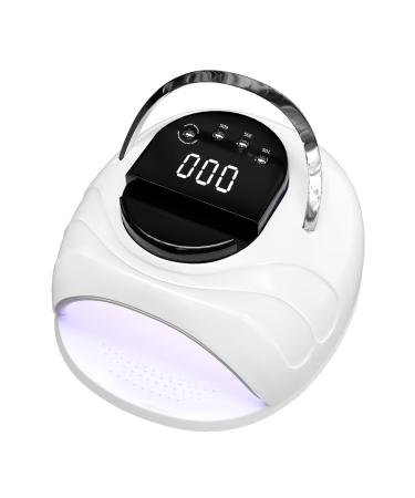 ANGNYA Nail Lamp 168W UV Light with 4 Timer Setting UV Nail lamp Large Space with Automatic Sensor Portable Handle Professional Nail Dryer for Nail Art White