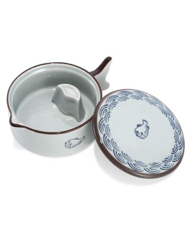 MEGREZ Pottery Porcelain Multifunctional Inkwell Inkstone with Brush Holder for Chinese Japanese Calligraphy Practice White