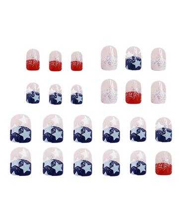 Independence Day Press On Nail | American Flag Design Full Cover Nails - 4th Of July Cute Nails Stick On Nails American Stars And Stripes Patriotic Nail Art
