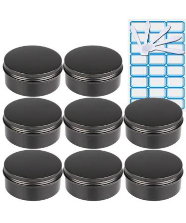 Zeoabsy 10 pieces 150ml matt black aluminum empty jar round aluminum doses with screw lid cream box screw box tins for cosmetics candle ointments 5x spatula 1x etiquette matt black 150ml