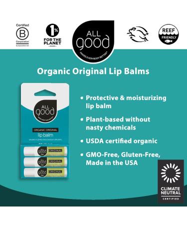 Organic Lip Balm | Calendula Lavender Olive Oil Beeswax Vitamin E | All Good (3-Pack) - Buy Online on SooperMarket.com