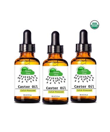 Nature Drops Organic Castor Oil - 100% Pure Cold Pressed USDA Certified for Hair Eyelashes & Skin | Triple Filtered & Hexane Free - Buy Online on SooperMarket.com