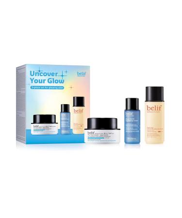 belif Uncover Your Glow Set Aqua Bomb Daily Face Moisturizer Niacinamide Vitamin C Golden Glow Serum Aqua Bomb Hydrating Toner - Hyaluronic Acid For All Skin Types Korean Skin Care