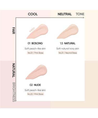 AMUSE Vegan Cushion Foundation Compact | Natural Finish & High Coverage | Flawless 24-Hour Wear | Collagen & SPF 45 PA - Buy Online on SooperMarket.com