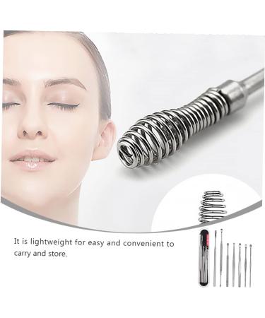 KALLORY 7pcs Ear Picking Tool Set - 3 Sets Spring Ear Cleaning Tools - Silver Ear Care Set 12x1x1cm - Buy Online on SooperMarket.com