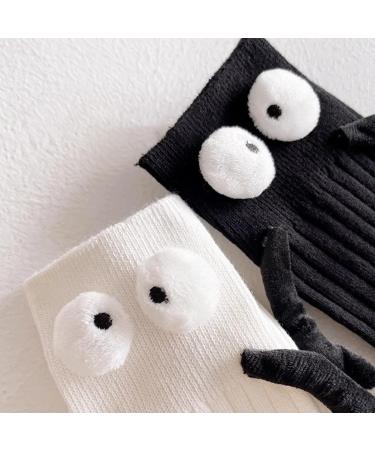 3D Funny Magnetic Suction Couple Socks - Novelty Holding Hands Design in Deep White (1 pair) | Unisex Show Off Socks - Buy Online on SooperMarket.com