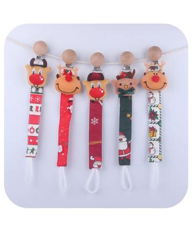 TIAN-K Christmas Elk Pacifier Chain | Cotton Teething Toy for Newborns | International Shipping - Buy Online on SooperMarket.com