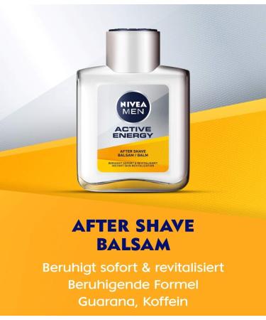 Nivea Men Active Energy After Shave Balsam (100 ml) | Revitalizing Skin Care with Caffeine | 100% Natural | Perfect for Post-Shave Relaxation - Buy Online on SooperMarket.com