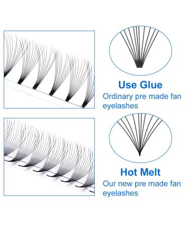 Premade Volume Fans Eyelash Extensions 10D - Short Stem C/D Curl 0.07mm Thickness 12mm Length | Russian Eyelashes - Buy Online on SooperMarket.com