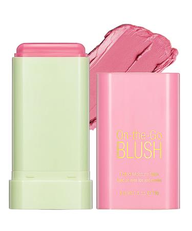 Tongyend Lipstick Blusher Stick 3 in 1 Cream Blush for Lip Cheek Eye Waterproof Lightweight Blush Stick Cream Bronzer Cream Blusher Moisturize and Buildable Blush for Makeup for Women(Pink) Pink 46 g (Pack of 1)
