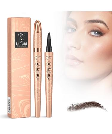 2024 New Magic Eyebrow Pencil with 4 Fork Tip 3D Microblading Eyebrow Pencil Natural Makeup Fine Stroke Magic Eyebrow Pencil Long-Lasting Natural Waterproof Eyebrow Pencil Stay on All Day Dark Coffee