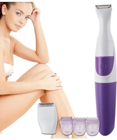 2 in 1 Waterproof Women Hair Trimmer Electronic Washable Hair Trimmer Clipper for Bikini Line Wet and Dry Use Purple - Buy Online on SooperMarket.com