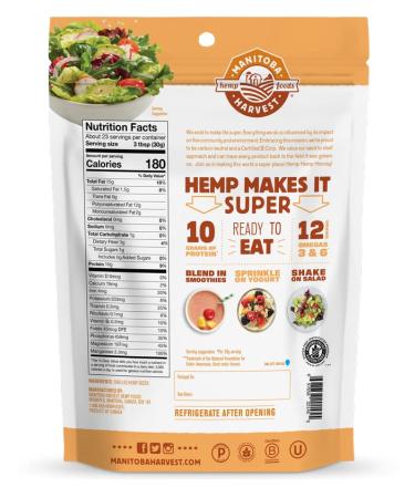 Hemp Seeds - 24oz | 10g Protein, 12g Omega 3 & 6 | Non-GMO, Vegan, Keto, Gluten-Free - Manitoba Harvest - Buy Online on SooperMarket.com