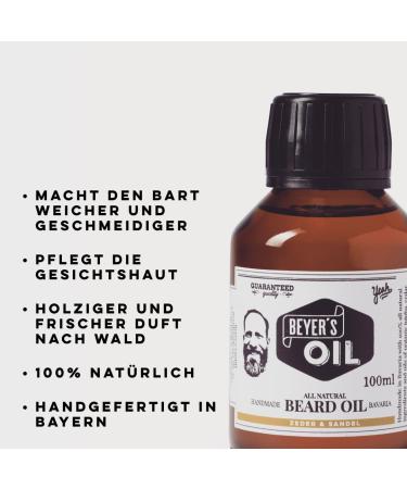 Beyer's Oil Beard Oil Cedar & Sandal XXL 100ml | 100% Natural Beard Care for Soft & Smooth Beards - Buy Online on SooperMarket.com