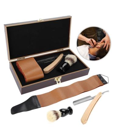 Premium Shaving Head Razor Set - Manual Razor Beard Brush & Wooden Gift Box | Perfect Gift for Men - Buy Online on SooperMarket.com