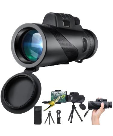 12x60 High Power Monocular Telescope, AMESEDAK Compact & Portable High Definition Monocular for Adults with Low Night Vision, High Powered Telescope with Smartphone Adapter