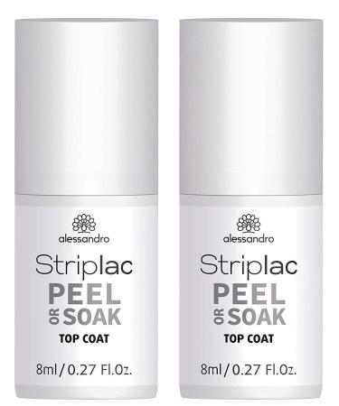 2 x Alessandro Striplac Peel or Soak Top Coat-LED berlack for a perfect glossy coloring-protects & sealed for up to 3 weeks-2 x 8ml transparent 8 ml (2 Pack)