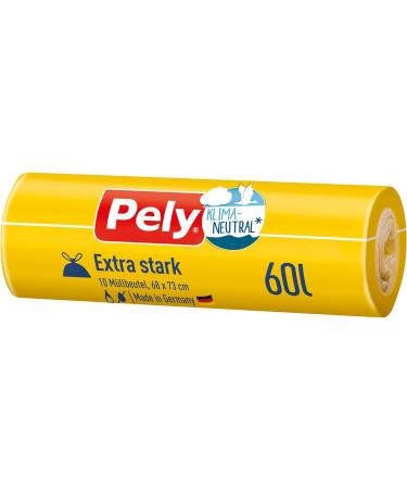 Buy Pely Pull Tape Garbage Bags - Extra Strong Climate-Neutralized Yellow (4 x 10 pcs) - Ideal for 60L Residual Waste Disposal | International Shipping - Buy Online on SooperMarket.com