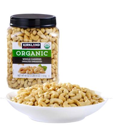 Kirkland Signature Organic Unsalted Cashews 40 Oz - 2.5 lb Pack | Premium Quality Nuts - Buy Online on SooperMarket.com