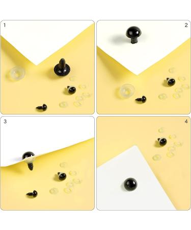 Mucunnia 6mm Black Safety Eyes 200pcs for Amigurumi | Plastic Washers Included | Perfect for Crochet Crafts, Christmas Decorations, and DIY Stuffed Animals - Buy Online on SooperMarket.com