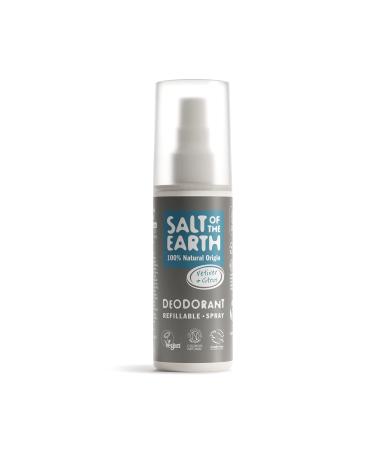Salt of the Earth Refillable Natural Deodorant Spray 100% Natural Origin Ingredients - Vegan Long Lasting Protection Suitable For Women Men & Kids - 100ml (Vetiver & Citrus) Vetiver & Citrus 100 ml (Pack of 1)
