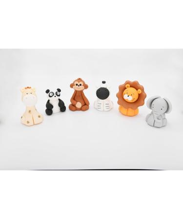 Personalised Animals Cake Toppers Set Edible Panda Lion Zebra Elephant Giraffe Monkey Decorations with an Edible Glue Set of 5 - Buy Online on SooperMarket.com