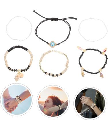 DIYEAH 6pcs Beaded Bracelet The Gift Trendy Gifts Lockets Boho Gifts Boho Decor Handmade Bracelet Vintage Bracelet Charm Bracelets Portable Combination Accessories Decorate Travel Pendant 6.50X6.50X0.50CM Black - Buy Online on SooperMarket.com