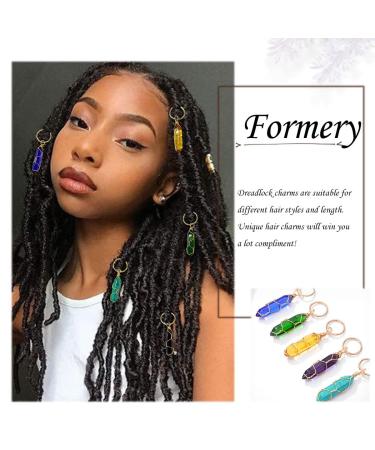 Crystal Hair Jewels for Braids: Gold Natural Stone Loc Jewelry for Black Women (Pack of 5) - Buy Online on SooperMarket.com